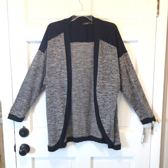 Apt.9 Womens Gray & Black Open Front Cardigan Sweater Size 1X - Picture 5 of 7